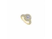 Fine Jewelry Vault UBJ6533AGVYCZ CZ Halo Engagement Ring in 18K Yellow Gold Vermeil 1.30 CT CZs