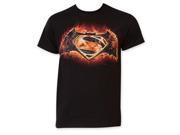 Tees Batman V Superman Flames Logo Mens T Shirt Large
