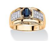 Palm Beach Jewelry 5680511 Mens 1.53 TCW Oval Cut Genuine Blue Sapphire and Cubic Zirconia Ring 14k Gold Over Sterling Silver Size 11
