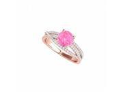 Fine Jewelry Vault UBUNR50862EAGVRCZPS Pink Sapphire 14K Rose Gold Vermeil Ring With CZ Rows 56 Stones
