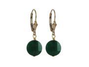 Dlux Jewels Teal Semi Precious 10 mm Round Flat Stone Gold Filled Lever Back Earrings 1.18 in.
