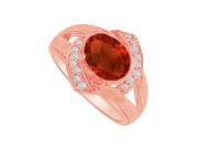 Fine Jewelry Vault UBNR82557P149X7CZGR Oval Garnet CZ Split Shank Ring in 14K Rose Gold 16 Stones