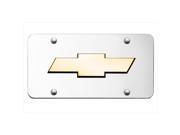 AUTO GOLD CHV2GC 3D Gold Chevy New Logo On Chrome License Plate