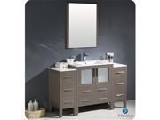 Fresca FVN62 123012GO UNS Fresca Torino Gray Oak Modern Bathroom Vanity with 2 Side Cabinets Integrated Sink 54 in.