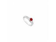 Fine Jewelry Vault UBJ2373W14DR 101RS4 Ruby Diamond Engagement Ring 14K White Gold 1.00 CT Size 4