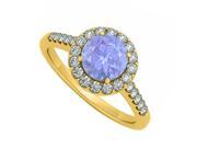 Fine Jewelry Vault UBUNR50345AGVYCZTZ Newest Tanzanite December CZ April Birthstone Halo Engagement Ring 24 Stones