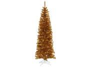NorthLight 6.5 ft. Pre Lit Antique Gold Tinsel Pencil Artificial Christmas Tree Clear Lights