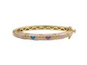Dlux Jewels Pink Enamel Hearts Gold Plated Brass Bangle Multi Color