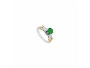 Fine Jewelry Vault UBJ1113TT14DE Diamond Natural Emerald Engagement Ring in 14K White Yellow Gold 1 CT TGW 6 Stones