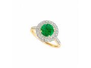 Fine Jewelry Vault UBUNR50844EY14CZE Emerald CZ Halo Engagement Ring in 14K Yellow Gold 30 Stones