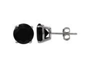 Dlux Jewels 8 mm Sterling Silver Round Post Earrings Cubic Zirconia Black