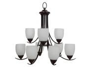YOSEMITE HOME DECOR 1261 9U ORB 9 Lt s Chandelier with White Etched glass