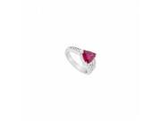 Fine Jewelry Vault UBUK12788AGCZR Created Ruby CZ Ring 925 Sterling Silver 1.75 CT 12 Stones