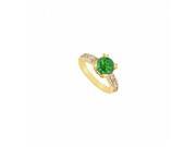 Fine Jewelry Vault UBUJ6440Y14CZE Created Emerald CZ Engagement Ring in 14K Yellow Gold 1 CT TGW 78 Stones