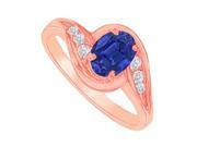 Fine Jewelry Vault UBUNR81593AGVR7X5CZS Sapphire CZ Semi Swirl Ring in 14K Rose Gold Vermeil 2 Stones
