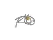 Dlux Jewels Two Tone Brass with White Cubic Zirconia Brooch Pin