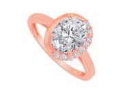 Fine Jewelry Vault UBNR83790P149X7CZ One Half CT CZ in 14K Rose Gold Engagement Ring