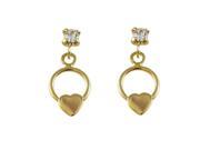 Dlux Jewels Gold Filled Open Circle Heart Post Earrings with White Crystal