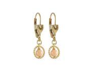 Dlux Jewels Peach 4 mm Ball 8 mm Braided Ring Dangling Gold Filled Lever Back Earrings with Heart