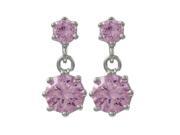 Dlux Jewels Sterling Silver Pink Cubic Zirconia Earrings