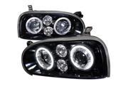 Spec D Tuning LHP GLF92G TM Halo Projector Headlight Gloss Black Housing with Smoke for 93 to 98 Volkswagen Golf 11 x 19 x 22 in.