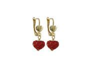 Dlux Jewels Red Crystal Shamballa Heart Dangling Gold Filled Lever Back Earrings