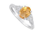 Fine Jewelry Vault UBNR83932AG8X6CZCT Oval Shaped Citrine CZ Ring in 925 Sterling Silver 6 Stones