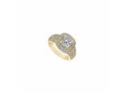 Fine Jewelry Vault UBJ6380Y14CZ Engagement Ring in 14K Yellow Gold 1.50 CT CZ Triple With Mil grain Edge