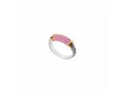 Fine Jewelry Vault UBRT10TT14PS 101RS5 Pink Sapphire Twisted Ring 14K White Gold with Yellow Gold Vermeil 1.25 CT Size 5