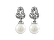 Dlux Jewels Silver Cubic Zirconia Crystal Pearl Earrings