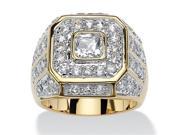 Palm Beach Jewelry 568039 Mens 2.33 TCW Square Cut and Round Cubic Zirconia Octagon Grid Ring 14k Gold Plated Size 9