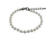 Dlux Jewels 4 mm Glass Pearls Bracelet White 5 in.