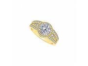 Fine Jewelry Vault UBNR84059Y14CZ CZ Split Wide Shank Ring in 14K Yellow Gold
