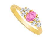 Fine Jewelry Vault UBUNR82609Y148X6CZPS Pink Sapphire CZ Engagement Ring in Yellow Gold 6 Stones