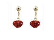 Dlux Jewels red large Sterling Silver Gold Red Shamballa Heart Earrings