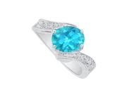 Fine Jewelry Vault UBUNR82556AG9X7CZBT 925 Sterling Silver Blue Topaz CZ Twisted Shank Ring 4 Stones