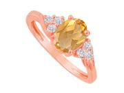 Fine Jewelry Vault UBNR83932AGVR8X6CZCT Oval Citrine CZ Ring in 14K Rose Gold Vermeil 6 Stones