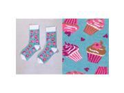Giftcraft 410372 Mens Crew Sock Cupcakes Hearts Design Light Blue Pack of 3