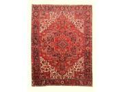 EORC X34457 9.25 x 12.50 ft. Persian Red Hand Knotted Wool Heriz Rug