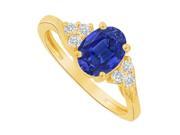 Fine Jewelry Vault UBUNR83932Y148X6CZS Oval Sapphire CZ Tri Sides Engagement Ring 6 Stones