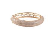 Dlux Jewels RoseWht Rose Tone Sterling Silver Bangle with White Cubic Zirconia Pave Filigree Design
