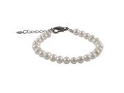 Dlux Jewels 5 mm White Fresh Water Pearl Ball Bracelet