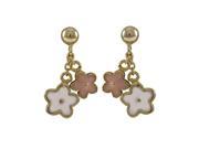 Dlux Jewels Gold Pink with White Flower Earrings