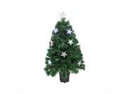 NorthLight 4 ft. Fiber Optic Tree 130 Tips 24 Large Star Decorations