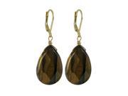 Dlux Jewels Tiger Eye Semi Precious Stone Gold Tone Sterling Silver Lever Back Earrings 1.87 in.