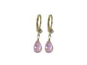 Dlux Jewels Pink 6 x 9 Teardrop Cubic Zirconia Gold Tone Brass Lever Back with Crystal Earrings 1.08 in.