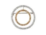 Dlux Jewels Sterling Silver Double Circle Pin Brooch 32 mm Wide Champagne White Cubic Zirconias