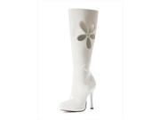 Leg Avenue 5029 Lovechild 4.5 In. Gogo Boot With Inner Zip And Flower Cut Out Size 8White