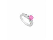 Fine Jewelry Vault UBUJS227AW14CZPS Created Pink Sapphire CZ Engagement Rings in 14K White Gold 1 CT TGW 4 Stones
