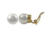 Dlux Jewels White 12 mm Shell Pearl with Gold Plated Stud Clip Earrings